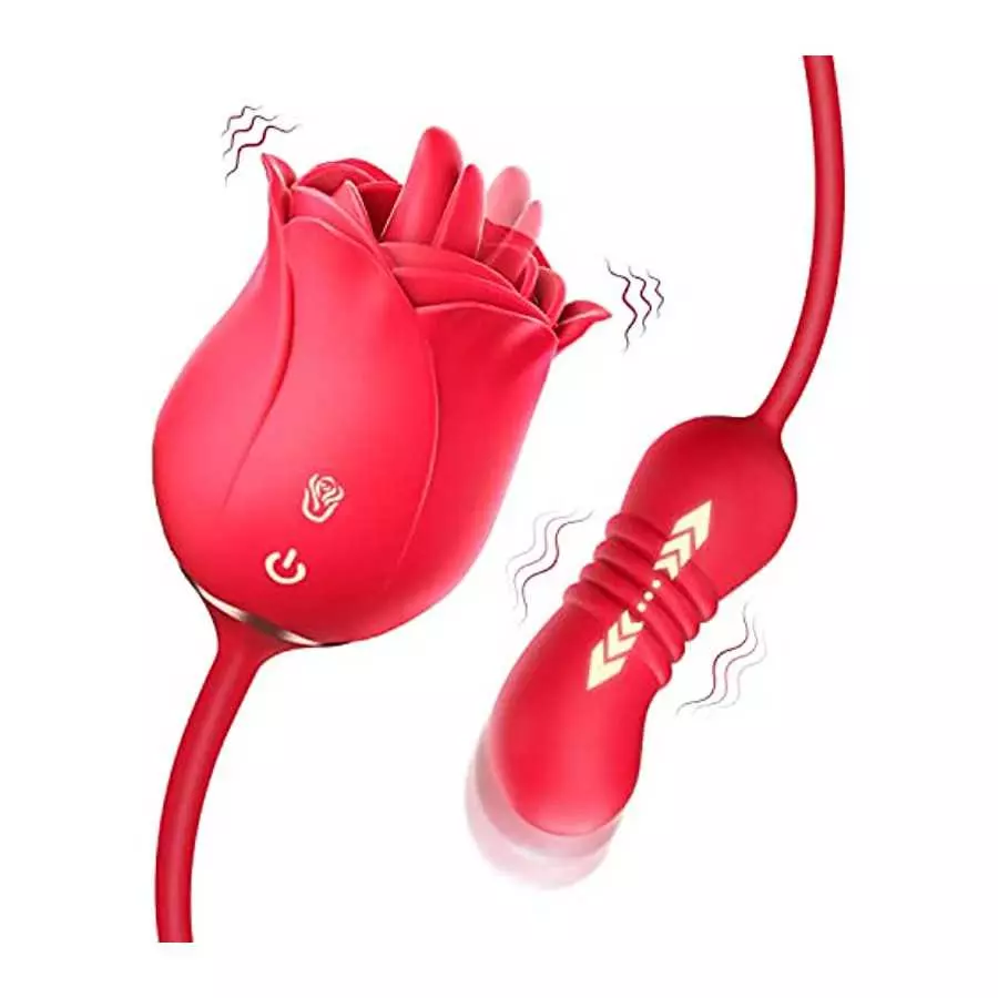 Rose Sex Toys Dildo Vibrator, Rose Sex Stimulator for Women - Rose Adult Toys with Dual Vibrating Tongue Licking & Thrusting G S Rose Sex Toys Dildo Vibrator, Rose Sex Stimulator for Women - Rose Adult Toys with Dual Vibrating Tongue Licking & Thrusting G S