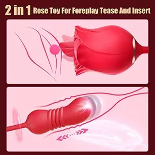 Rose Sex Toys Dildo Vibrator, Rose Sex Stimulator for Women - Rose Adult Toys with Dual Vibrating Tongue Licking & Thrusting G S Rose Sex Toys Dildo Vibrator, Rose Sex Stimulator for Women - Rose Adult Toys with Dual Vibrating Tongue Licking & Thrusting G S