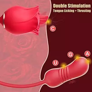 Rose Sex Toys Dildo Vibrator, Rose Sex Stimulator for Women - Rose Adult Toys with Dual Vibrating Tongue Licking & Thrusting G S Rose Sex Toys Dildo Vibrator, Rose Sex Stimulator for Women - Rose Adult Toys with Dual Vibrating Tongue Licking & Thrusting G S