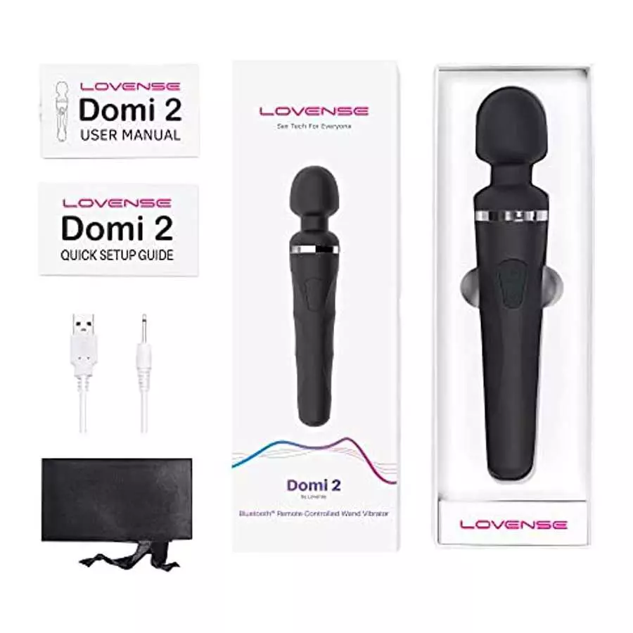 LOVENSE Domi 2 Wand Massager for Women/Men, Classic Vibrator Wand, Powerful & Quiet Stimulator with Dual Rotating Head, Bluetoot