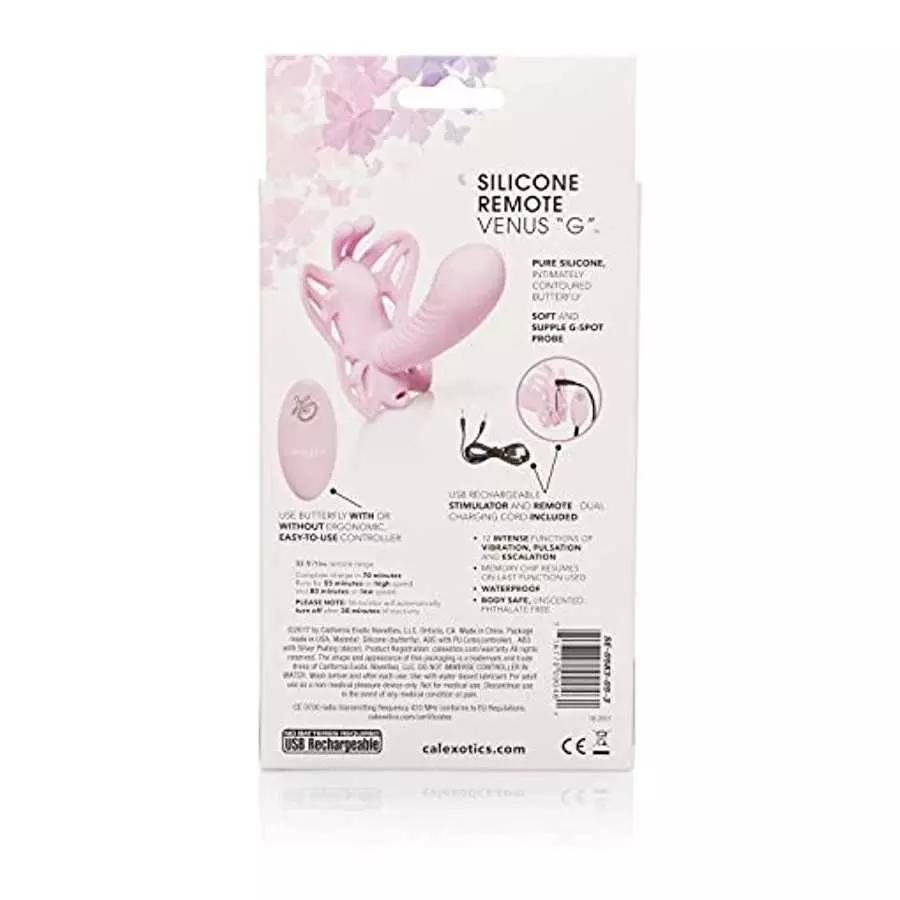 CalExotics Venus Butterfly Silicone Remote Venus G – Hands Free Strap On Personal Massager Probe with Controller – Waterproof Ad