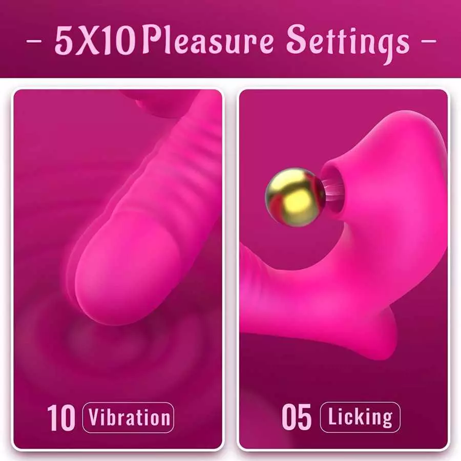 Vibrator Women Sex Toys - 5 Licking & 10 Vibrating Modes G Spot Vibrator Adult Toy, Thrusting Vibrator Dildo Clitoral Stimulator