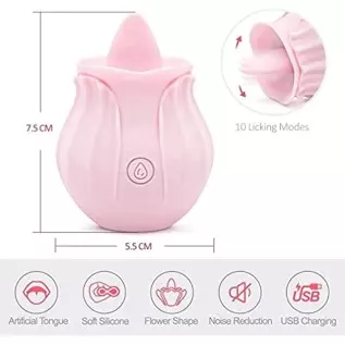 202 Women Rose Tongue & Lick 10 Modes Toys Vibrant Rose The Rose Toy for Women Couples Vibrator Toy for Women (02-Pink)