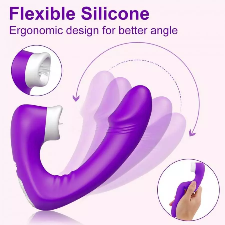 Adorime Vibrating G-spot Clitoris Licking Vibrator - Realistic Dildo Clitoral Vaginal Stimulator Adult Toys with 3 Licking & 9 V