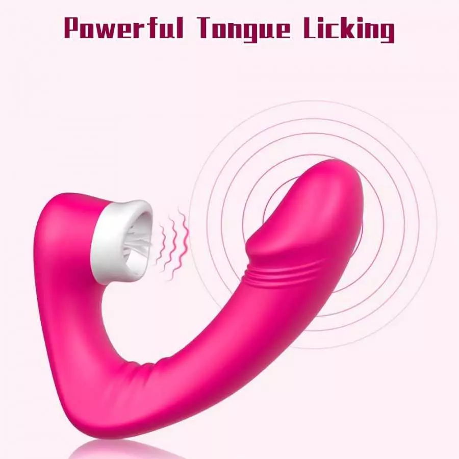 Adorime Vibrating G-spot Clitoris Licking Vibrator - Realistic Dildo Clitoral Vaginal Stimulator Adult Toys with 3 Licking & 9 V