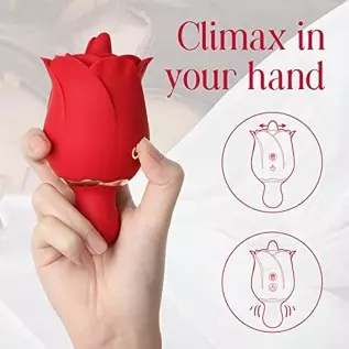 ALBRINE Rose Sex Toys, Rose Sex Stimulator for Women with 9 Licking and 9 Vibrating Modes, Dual Tongue Sex Toys Dildo for Nipple ALBRINE Rose Sex Toys, Rose Sex Stimulator for Women with 9 Licking and 9 Vibrating Modes, Dual Tongue Sex Toys Dildo for Nipple