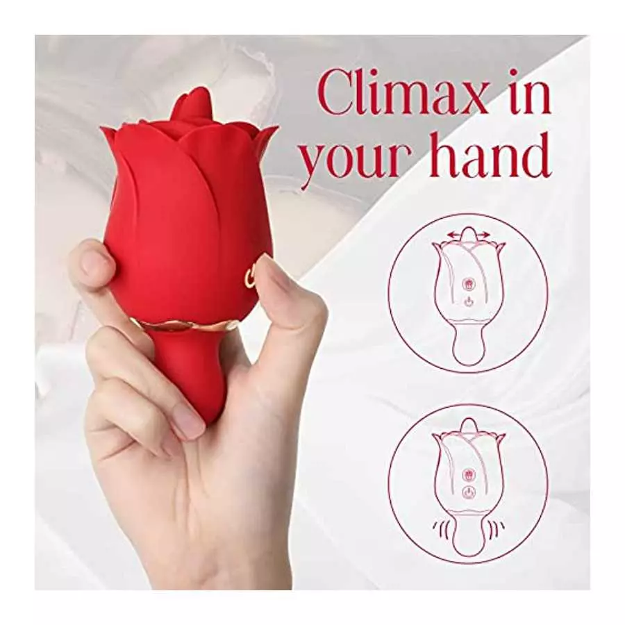 ALBRINE Rose Sex Toys, Rose Sex Stimulator for Women with 9 Licking and 9 Vibrating Modes, Dual Tongue Sex Toys Dildo for Nipple