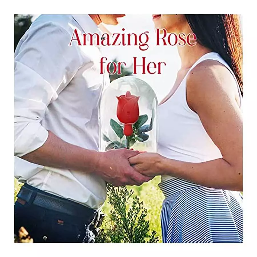 ALBRINE Rose Sex Toys, Rose Sex Stimulator for Women with 9 Licking and 9 Vibrating Modes, Dual Tongue Sex Toys Dildo for Nipple