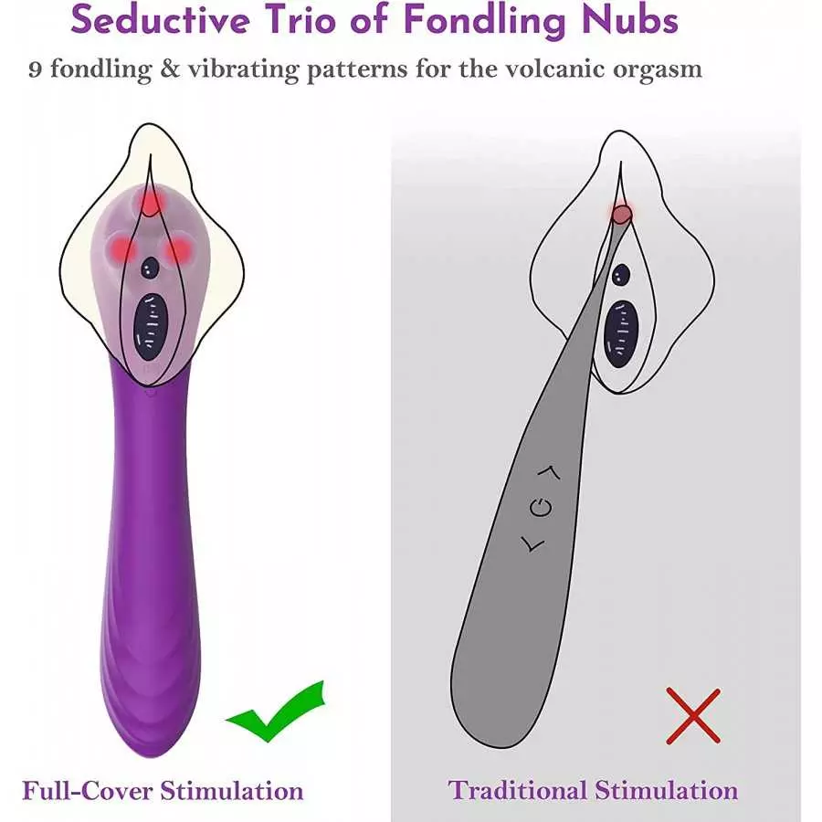 Clitoral Vibrator with Trio of Fondling Nubs - BOMBEX John, G Spot Vibrator with Innovative Gyrating Clitorals Stimulator, 9 Ple