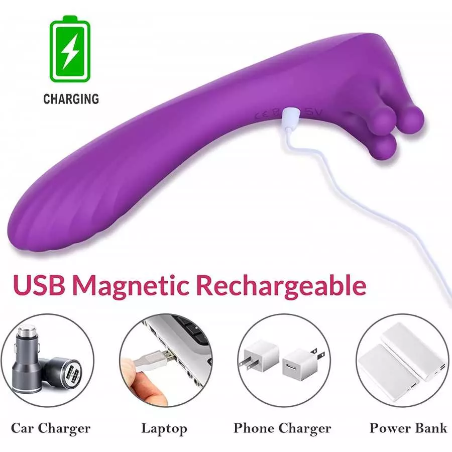 Clitoral Vibrator with Trio of Fondling Nubs - BOMBEX John, G Spot Vibrator with Innovative Gyrating Clitorals Stimulator, 9 Ple