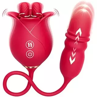 Sex Toys Vibrator Rose Toy - 3in1 Dual Tongue Adult Toys Dildo Vibrators with 10 Licking & 10 Thrusting, Clitoral Nipple Anal G 