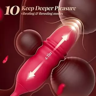 Sex Toys Vibrator Rose Toy - 3in1 Dual Tongue Adult Toys Dildo Vibrators with 10 Licking & 10 Thrusting, Clitoral Nipple Anal G Sex Toys Vibrator Rose Toy - 3in1 Dual Tongue Adult Toys Dildo Vibrators with 10 Licking & 10 Thrusting, Clitoral Nipple Anal G