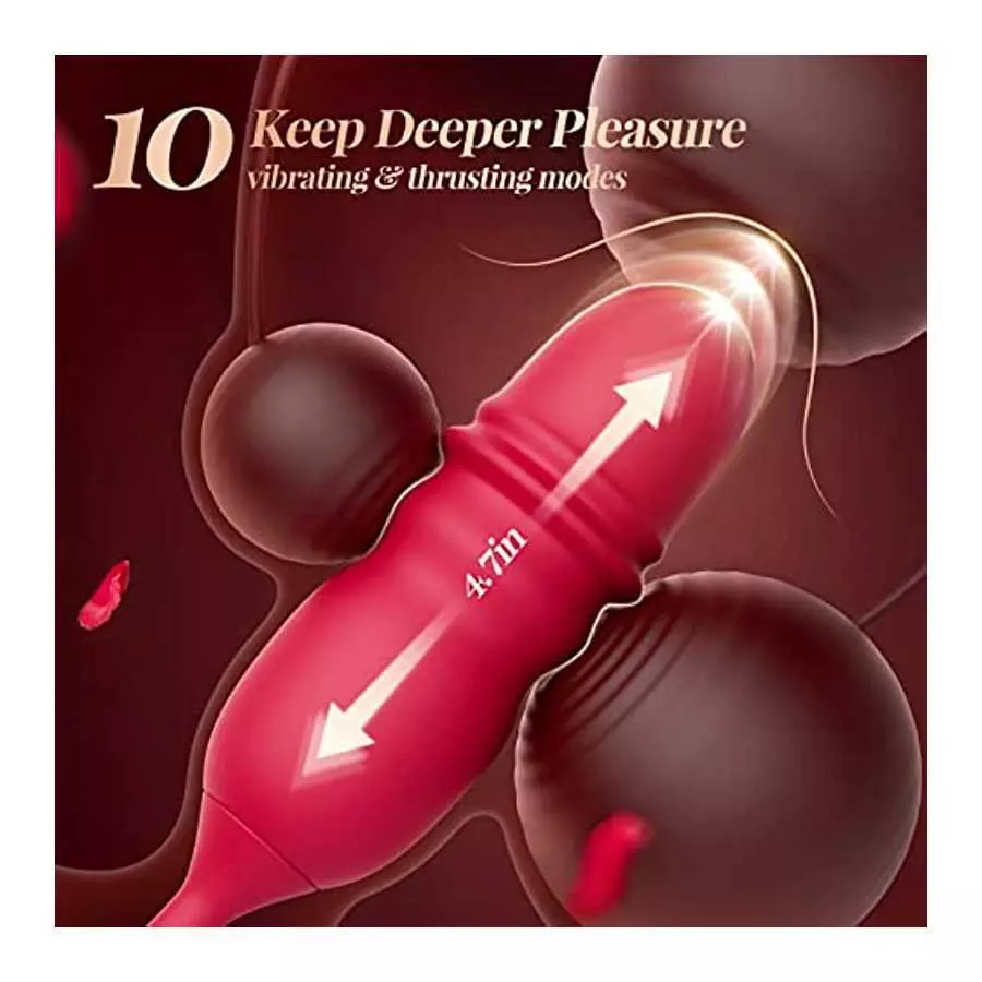 Sex Toys Vibrator Rose Toy - 3in1 Dual Tongue Adult Toys Dildo Vibrators with 10 Licking & 10 Thrusting, Clitoral Nipple Anal G 