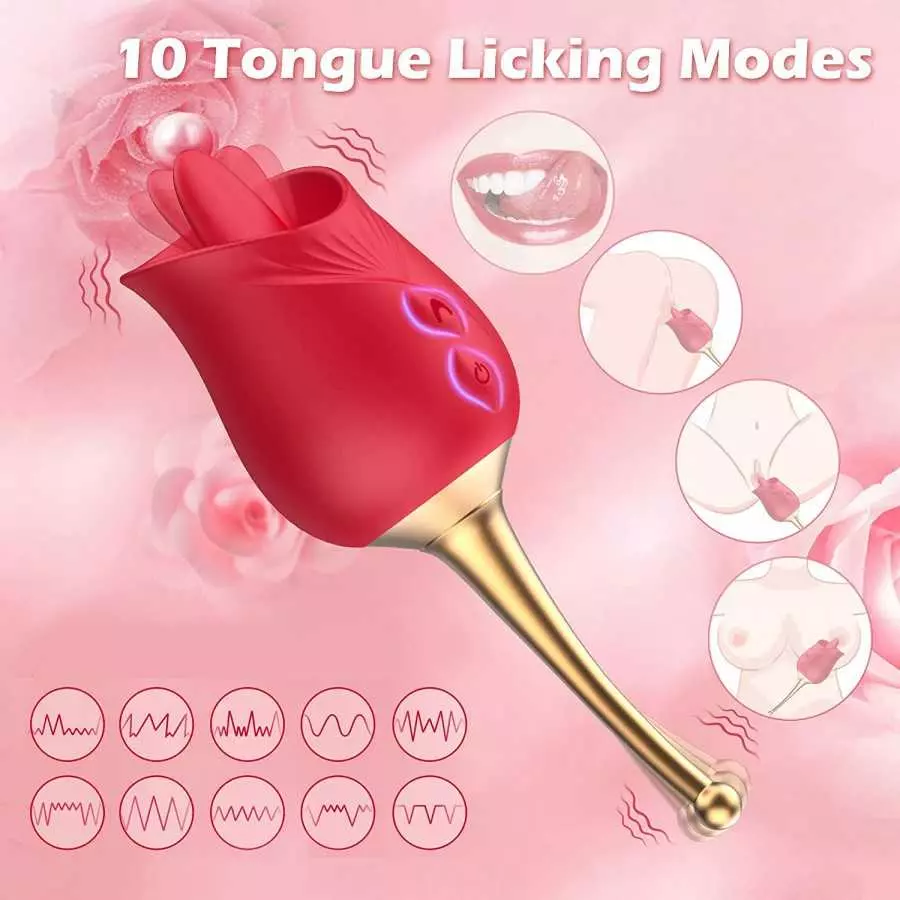 Rose Sex Stimulator for Women, EVYLEEN Rose Toy with 10 Thrusting & Vibration Modes, Rose Toy Vibrator for Women with Thrusting 