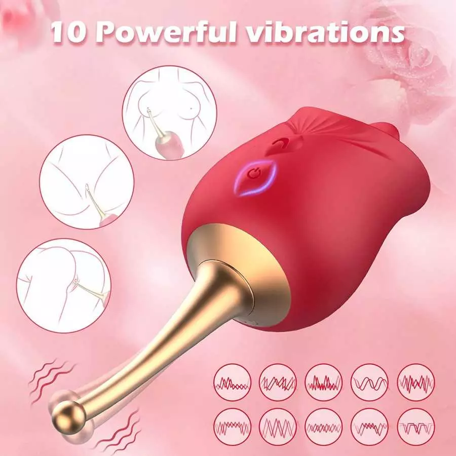 Rose Sex Stimulator for Women, EVYLEEN Rose Toy with 10 Thrusting & Vibration Modes, Rose Toy Vibrator for Women with Thrusting 