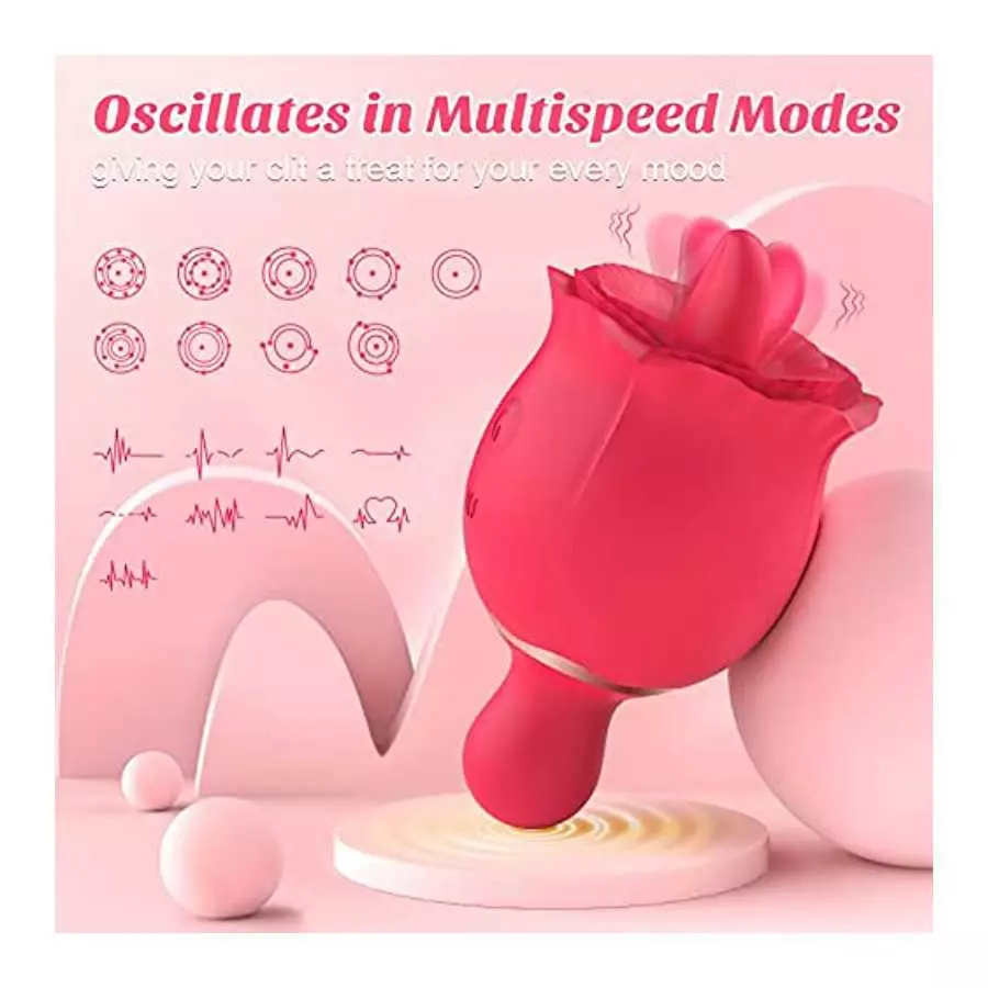 Double-Ended Rose Sex Stimulator for Women - SDYJFZ Lore, Rose Sex Toy with Imitate Real Tongue Licking, Rose Toys/Woman Sex wit