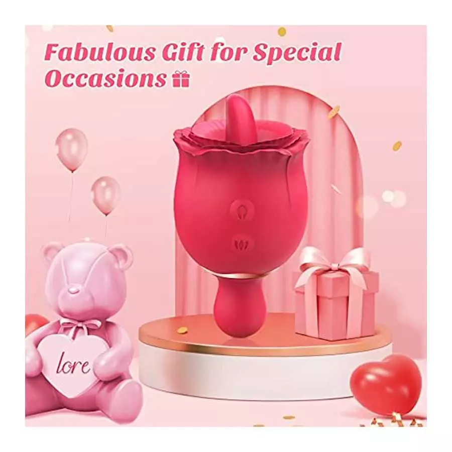 Double-Ended Rose Sex Stimulator for Women - SDYJFZ Lore, Rose Sex Toy with Imitate Real Tongue Licking, Rose Toys/Woman Sex wit