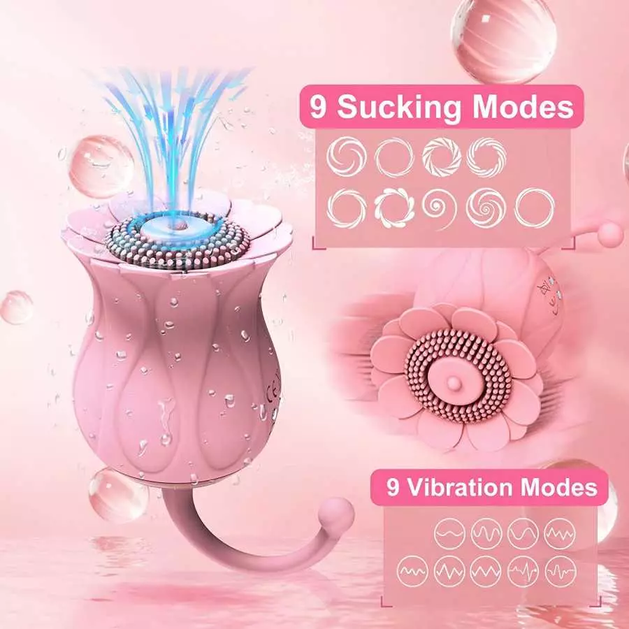 Rose Sex Toy - Adult Sex Toys for Women Vibrators, Rose Sex Stimulator for Women Sucking Nipple Clit Sucker with 10 Tapping & Su