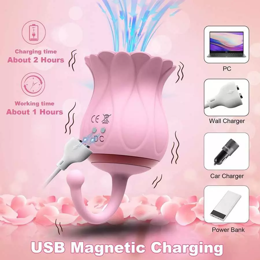 Rose Sex Toy - Adult Sex Toys for Women Vibrators, Rose Sex Stimulator for Women Sucking Nipple Clit Sucker with 10 Tapping & Su