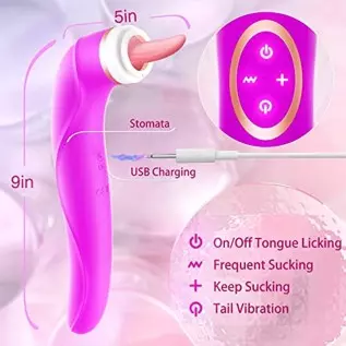 Clitoral Sucking Licking Vibrator, G Spot Tongue Vibrator with 8 Suction Modes & 10 Tail Vibration Modes & 5 Licking Modes, Sex Clitoral Sucking Licking Vibrator, G Spot Tongue Vibrator with 8 Suction Modes & 10 Tail Vibration Modes & 5 Licking Modes, Sex