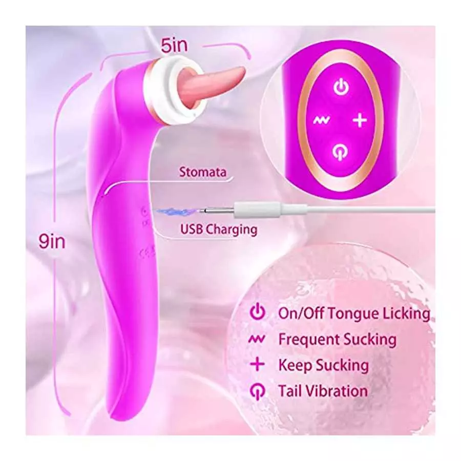 Clitoral Sucking Licking Vibrator, G Spot Tongue Vibrator with 8 Suction Modes & 10 Tail Vibration Modes & 5 Licking Modes, Sex 