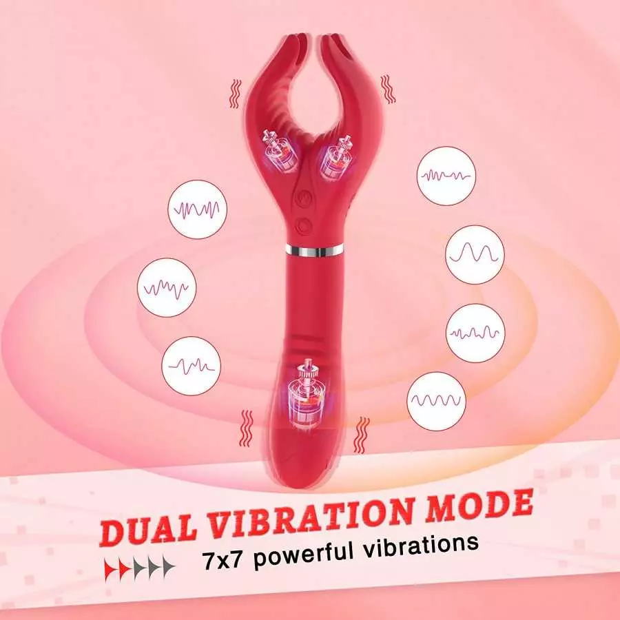 G spot Clitoral Dildo Vibrator, Acvioo Clit Clamp Rose Toy Rabbit Vibrator Clitoris Nipple Penis Massager Stimulator with 7 Stro