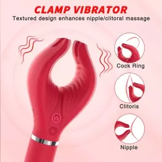 G spot Clitoral Dildo Vibrator, Acvioo Clit Clamp Rose Toy Rabbit Vibrator Clitoris Nipple Penis Massager Stimulator with 7 Stro