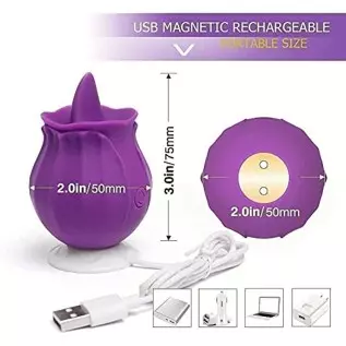 20 Women Rose Tongue & Lick 10 Modes Toys Vibrant Rose The Rose Toy for Women Couples Vibrator Toy for Women (02-Purple)