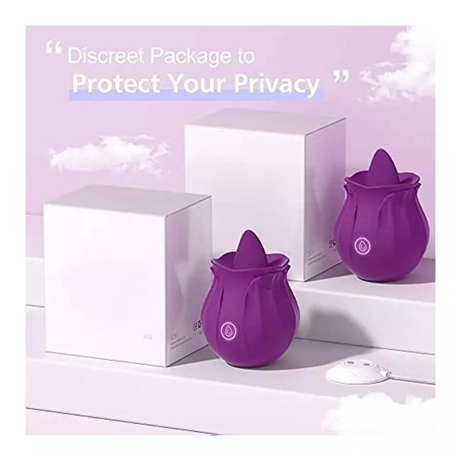 20 Women Rose Tongue & Lick 10 Modes Toys Vibrant Rose The Rose Toy for Women Couples Vibrator Toy for Women (02-Purple)