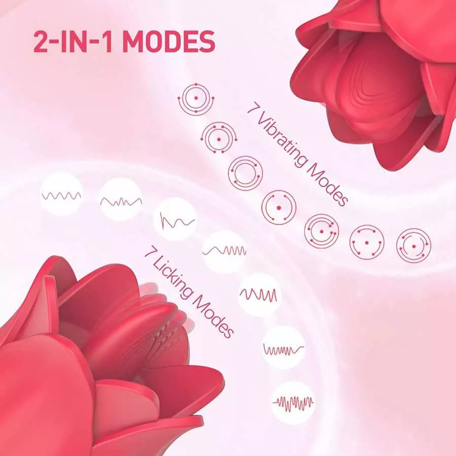 Rose Toy Vibrator for Women,Roses Shape Clitoralis Tongue Lick Rechargeable Waterproof Adult Sex Toys for Women Couples Vibrator