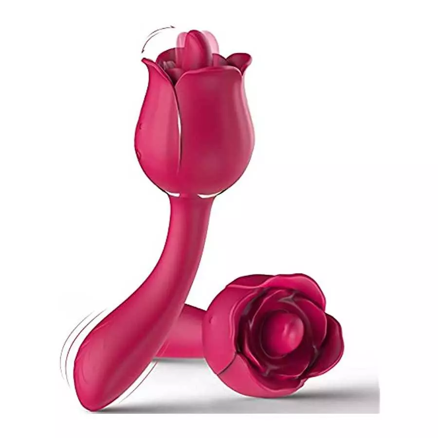 Rose Toy Vibrator for Women, Clitoral Tongue Licking Toy Mini Small Vibrators with 7 Modes & 9 Powerful Vibration, Nipples Clito