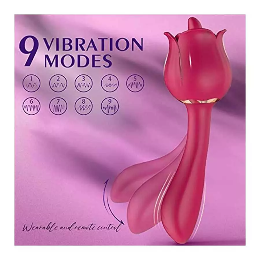 Rose Toy Vibrator for Women, Clitoral Tongue Licking Toy Mini Small Vibrators with 7 Modes & 9 Powerful Vibration, Nipples Clito