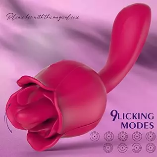 Rose Toy Vibrator for Women, Clitoral Tongue Licking Toy Mini Small Vibrators with 7 Modes & 9 Powerful Vibration, Nipples Clito