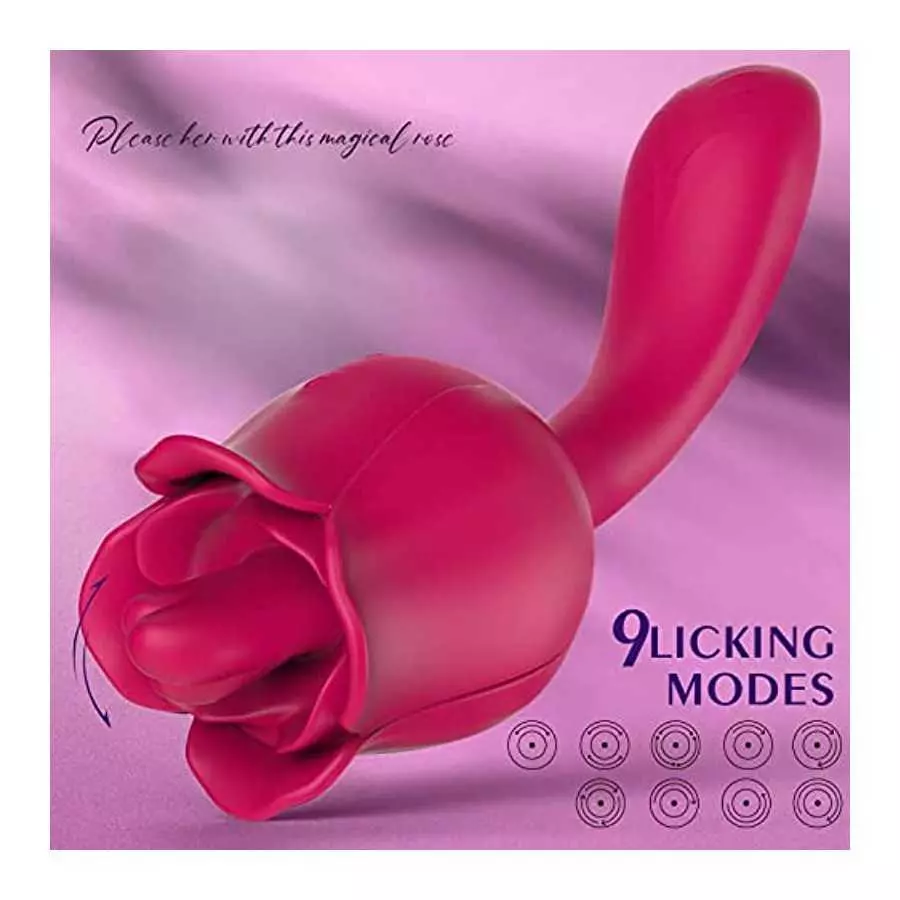 Rose Toy Vibrator for Women, Clitoral Tongue Licking Toy Mini Small Vibrators with 7 Modes & 9 Powerful Vibration, Nipples Clito