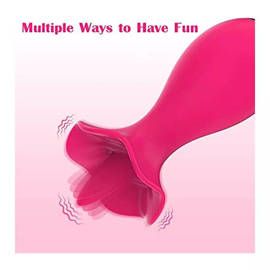 Clitoral Licking Vibrator with 10 Vibration Modes, Adorime Rechargeable Rose Toy Flower Tongue Vibrator Nipple Clitoris Vaginal 
