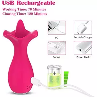 Clitoral Licking Vibrator with 10 Vibration Modes, Adorime Rechargeable Rose Toy Flower Tongue Vibrator Nipple Clitoris Vaginal Clitoral Licking Vibrator with 10 Vibration Modes, Adorime Rechargeable Rose Toy Flower Tongue Vibrator Nipple Clitoris Vaginal