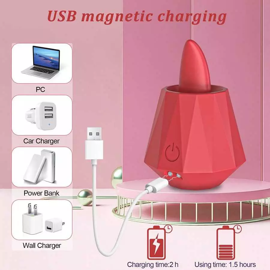 Rose Toy Clitoral Vibrator for Women，Acvioo G Spot Vibrator Liquid Silicone Tongue Precise Licking Vibrator with 5 Modes Nipple 