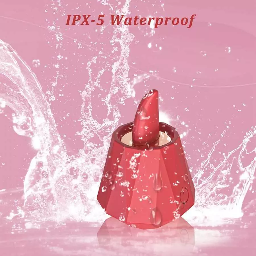 Rose Toy Clitoral Vibrator for Women，Acvioo G Spot Vibrator Liquid Silicone Tongue Precise Licking Vibrator with 5 Modes Nipple 