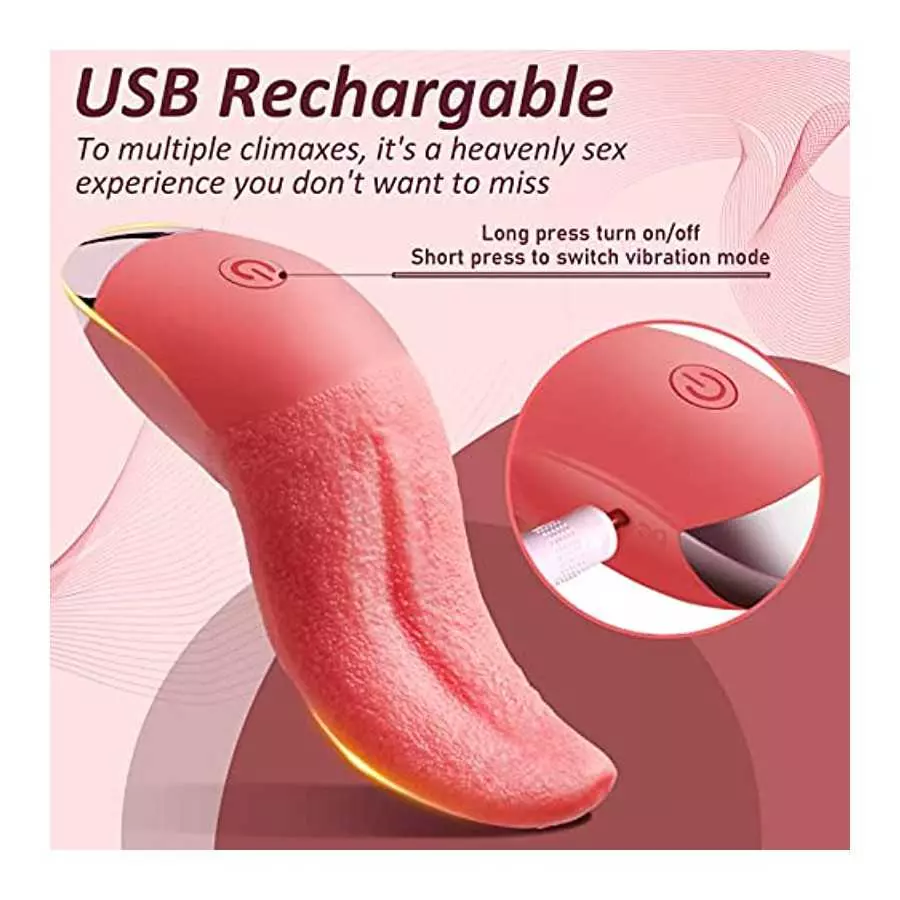 Clitoral Tongue Licking Vibrator,Realistic Vibrators with 10 Vibration Modes,Vaginal Nipples Clitoral Stimulator Rechargeable & 