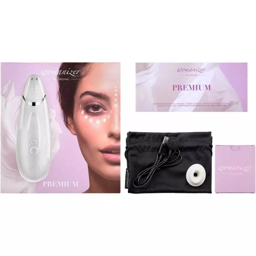 Womanizer Premium Clitoral Sucking Toy 12 Intensity Level Clitoris Suction Massager Clit Sucking Vibrator Sex Toy for Women, Whi