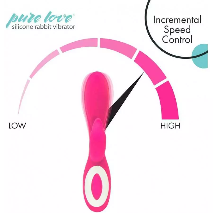 Pure Love G-Spot Silicone Rabbit Vibrator Purple, Rechargeable Clitoris Stimulator, Water-Resistant and Multi Function, Adult Se