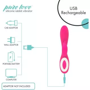 Pure Love G-Spot Silicone Rabbit Vibrator Purple, Rechargeable Clitoris Stimulator, Water-Resistant and Multi Function, Adult Se