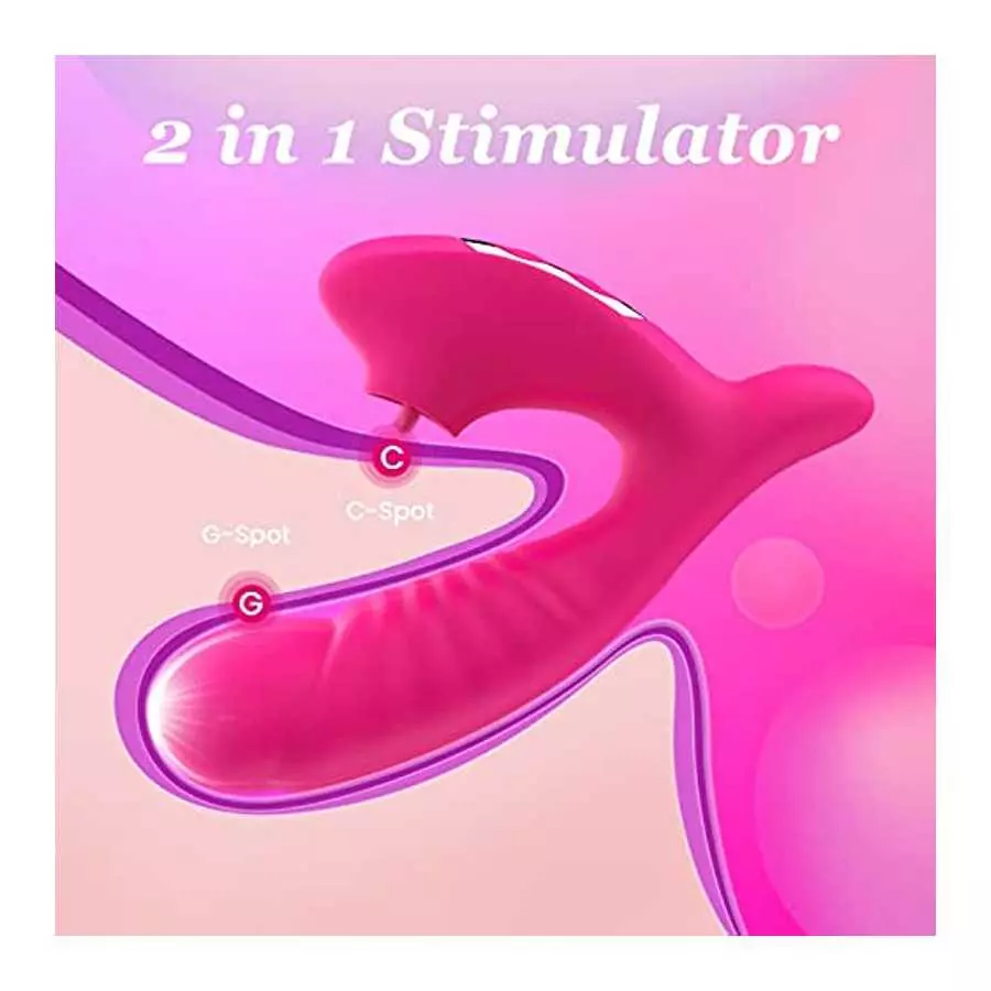 G Spot Clit Vibrator 5 Tongue Licking & 10 Vibrating Massager Modes, Rechargeable Female Sex Toys Thrusting Vibrator Dildo Clito