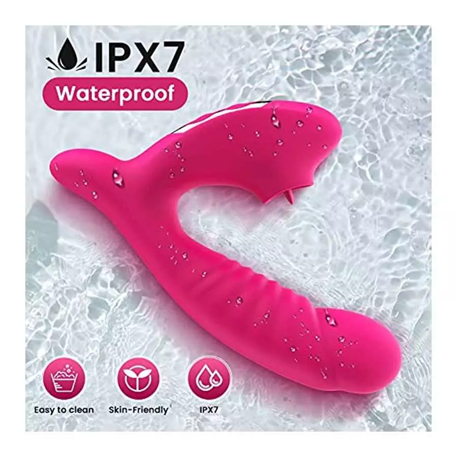 G Spot Clit Vibrator 5 Tongue Licking & 10 Vibrating Massager Modes, Rechargeable Female Sex Toys Thrusting Vibrator Dildo Clito