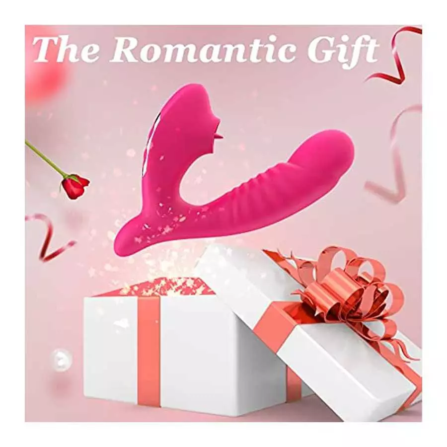 G Spot Clit Vibrator 5 Tongue Licking & 10 Vibrating Massager Modes, Rechargeable Female Sex Toys Thrusting Vibrator Dildo Clito