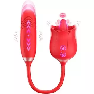 Rose Sex Stimulator For Women, FOBONO 3 in 1 Toys For Womens Sex Pleasure With 10 Tongue Licking, Thrusting & Vibrating Modes Vi