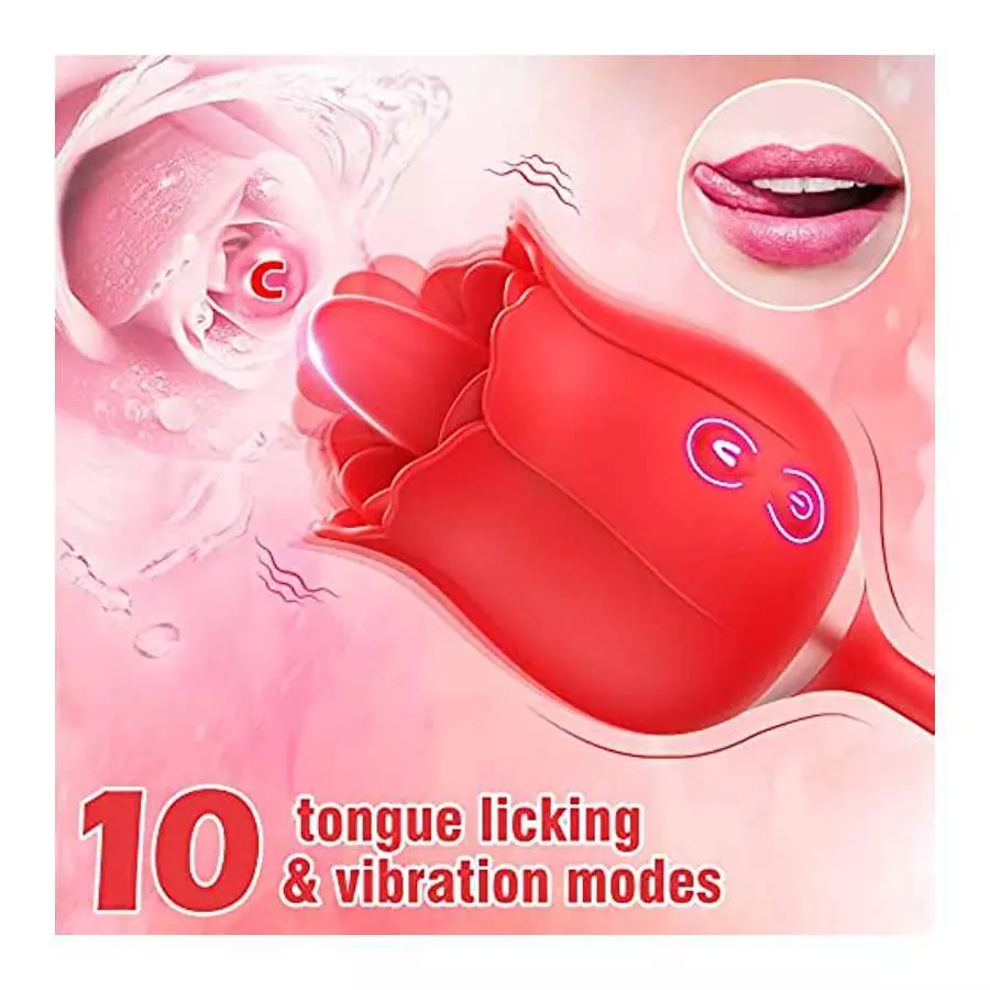 Rose Sex Stimulator For Women, FOBONO 3 in 1 Toys For Womens Sex Pleasure With 10 Tongue Licking, Thrusting & Vibrating Modes Vi