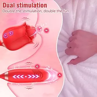 Rose Sex Stimulator For Women, FOBONO 3 in 1 Toys For Womens Sex Pleasure With 10 Tongue Licking, Thrusting & Vibrating Modes Vi Rose Sex Stimulator For Women, FOBONO 3 in 1 Toys For Womens Sex Pleasure With 10 Tongue Licking, Thrusting & Vibrating Modes Vi