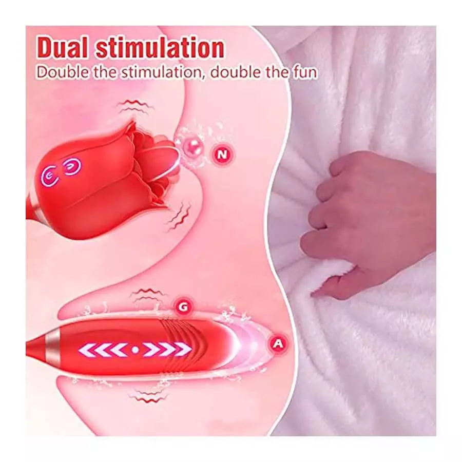 Rose Sex Stimulator For Women, FOBONO 3 in 1 Toys For Womens Sex Pleasure With 10 Tongue Licking, Thrusting & Vibrating Modes Vi