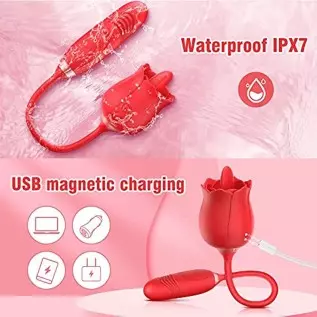 Rose Sex Stimulator For Women, FOBONO 3 in 1 Toys For Womens Sex Pleasure With 10 Tongue Licking, Thrusting & Vibrating Modes Vi Rose Sex Stimulator For Women, FOBONO 3 in 1 Toys For Womens Sex Pleasure With 10 Tongue Licking, Thrusting & Vibrating Modes Vi